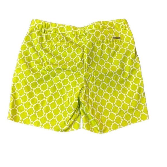 Michael Kors Womens Summer Shorts Geometric Hook Closure Yellow Green Size 8 - Picture 2 of 10